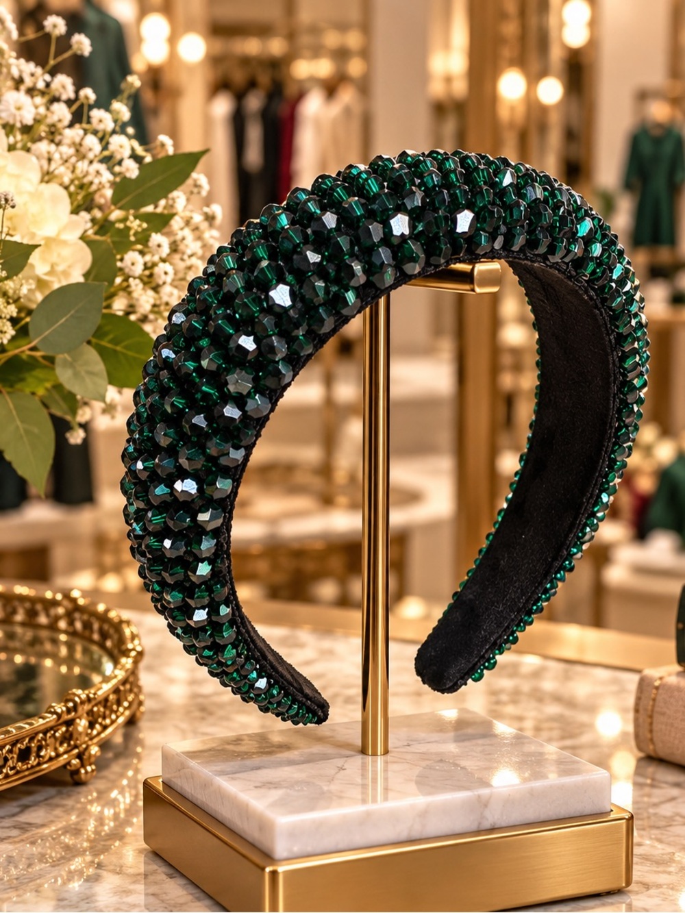 Emerald Crystal Padded Headband